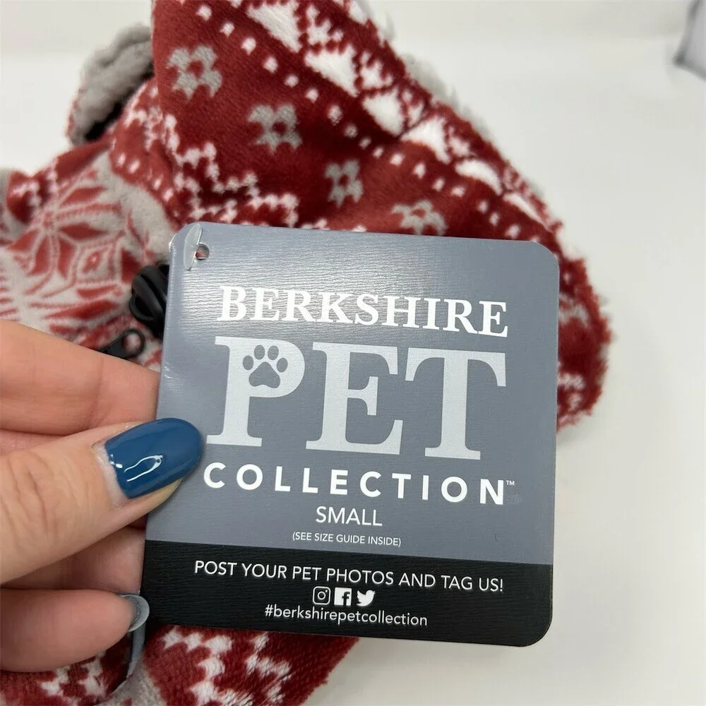 Berkshire Pet Collection Dog Hoodie Sweater Small Red Fair Isle Sherpa Small
